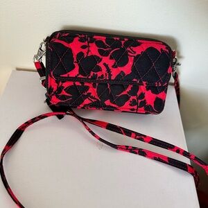 Vera Bradley Floral Red and Black Women's Crossbody Bag.